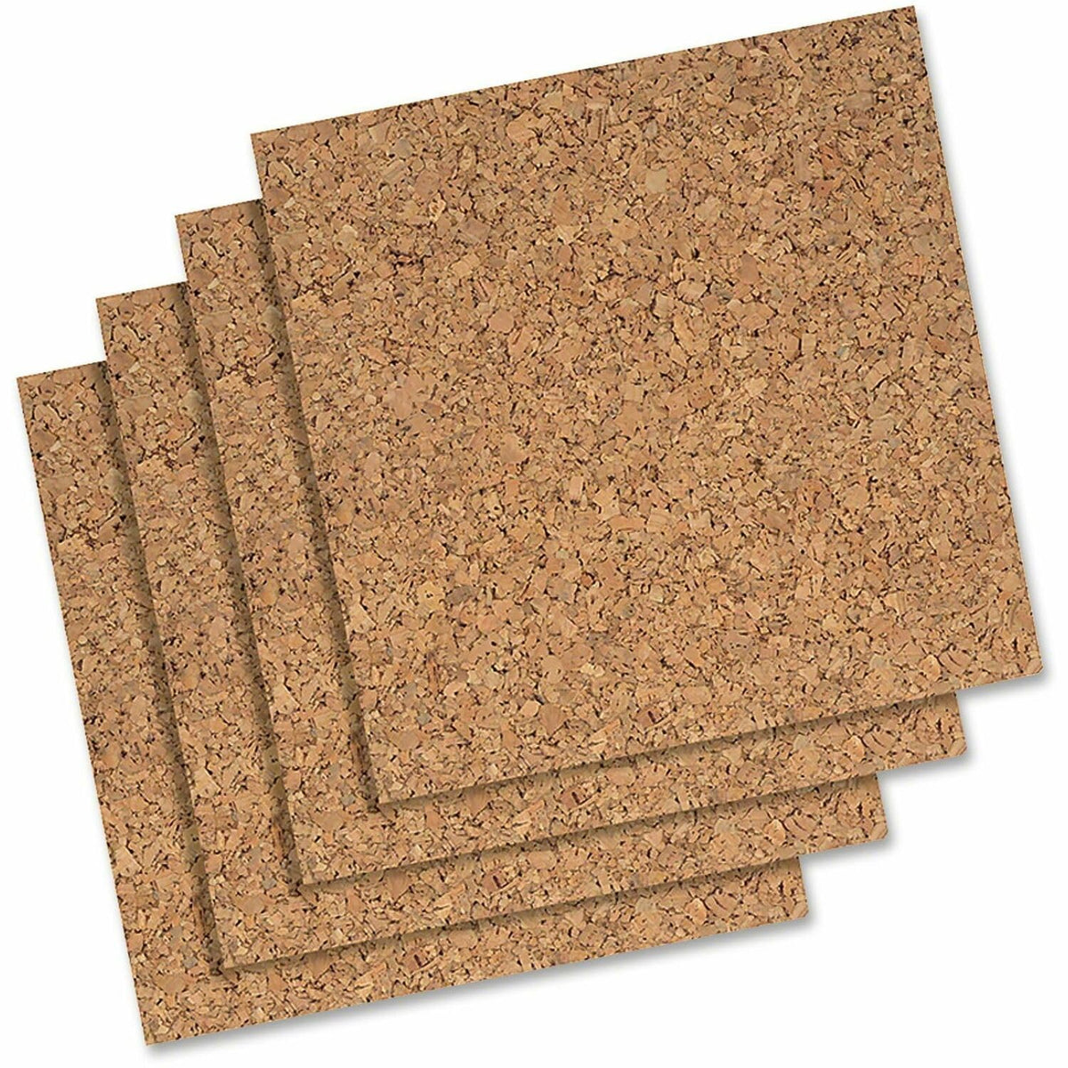 Quartet Azulejos de corcho, tablero de corcho, 12 x 12 pulgadas, tablero de corcho, tableros de anuncios de pared, natural, 4 unidades (paquete de 1)