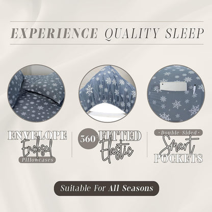Elegant Comfort - Juego de sábanas de 6 Piezas con Estampado navideño, 1500 Hilos, Material Transpirable y súper Suave, Resistente a Las Arrugas, sábanas bajeras con Bolsillos Inteligentes, 6 Piezas,