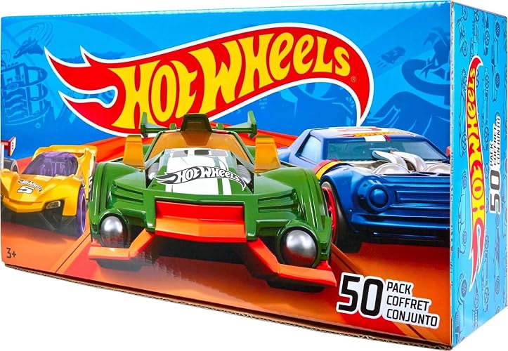 Hot Wheels Die Cast Basics Vehículo de Juguete Paquete de 50 Autos con una fantástica decoración para niños de 3 años en adelante