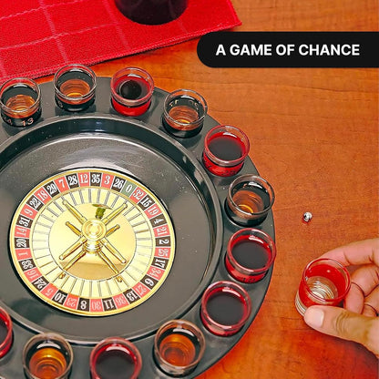 Chupito Ruleta – Juego de beber Juego (2 bolas y 16 vasos), Rojo/Negro, 16PCS Set, 1