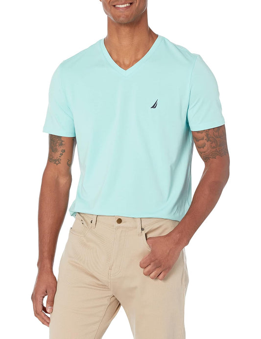 Nautica Playera de Manga Corta con Cuello en V y Ajuste Entallado. Camiseta para Hombre