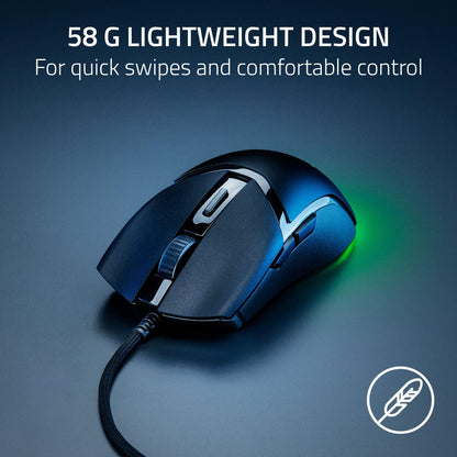 Razer Cobra Mouse para Juegos con Cable: Peso 58g - Interruptores Ópticos Gen-3 - Iluminación Chroma RGB con Luz Inferior - Sensor Óptico Preciso De 8500 dpi - Pies De Ratón 100% PTFE - Negro