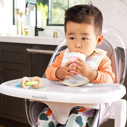 Munchkin C'est Silicona! Taza de entrenamiento abierta con popote para bebés y niños pequeños de 6 meses, 4 onzas, 1 paquete, coral