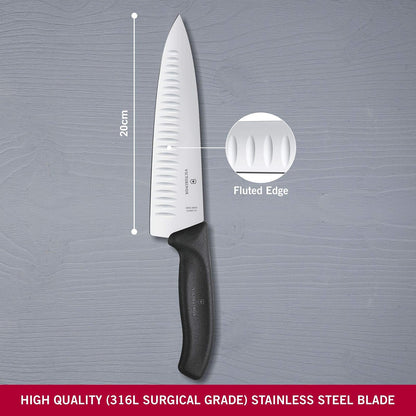 Victorinox 6.8083.20B Cuchillo de Chef Swiss Classic con Alveolos, 20 cm