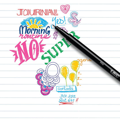 BIC Plumín Intensity Punto Ultra Fino No Traspasa el Papel Escritura Precisa Colores Intensos Surtido de Colores 10 Piezas