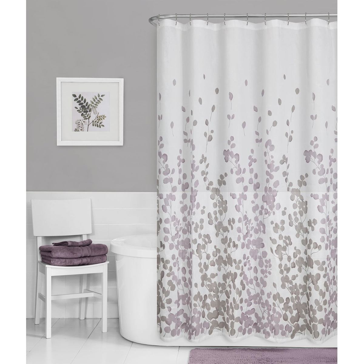 MAYTEX Clementine Cortina de Ducha de Tela, Casual, Púrpura, 70 x 72, 1