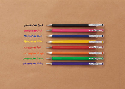 Pentel Mattehop Bolígrafo de Tinta Gel Opaco, Punto Mediano, 1.0 mm, Tinta Verde, Caja con 12 Piezas, K110-VD