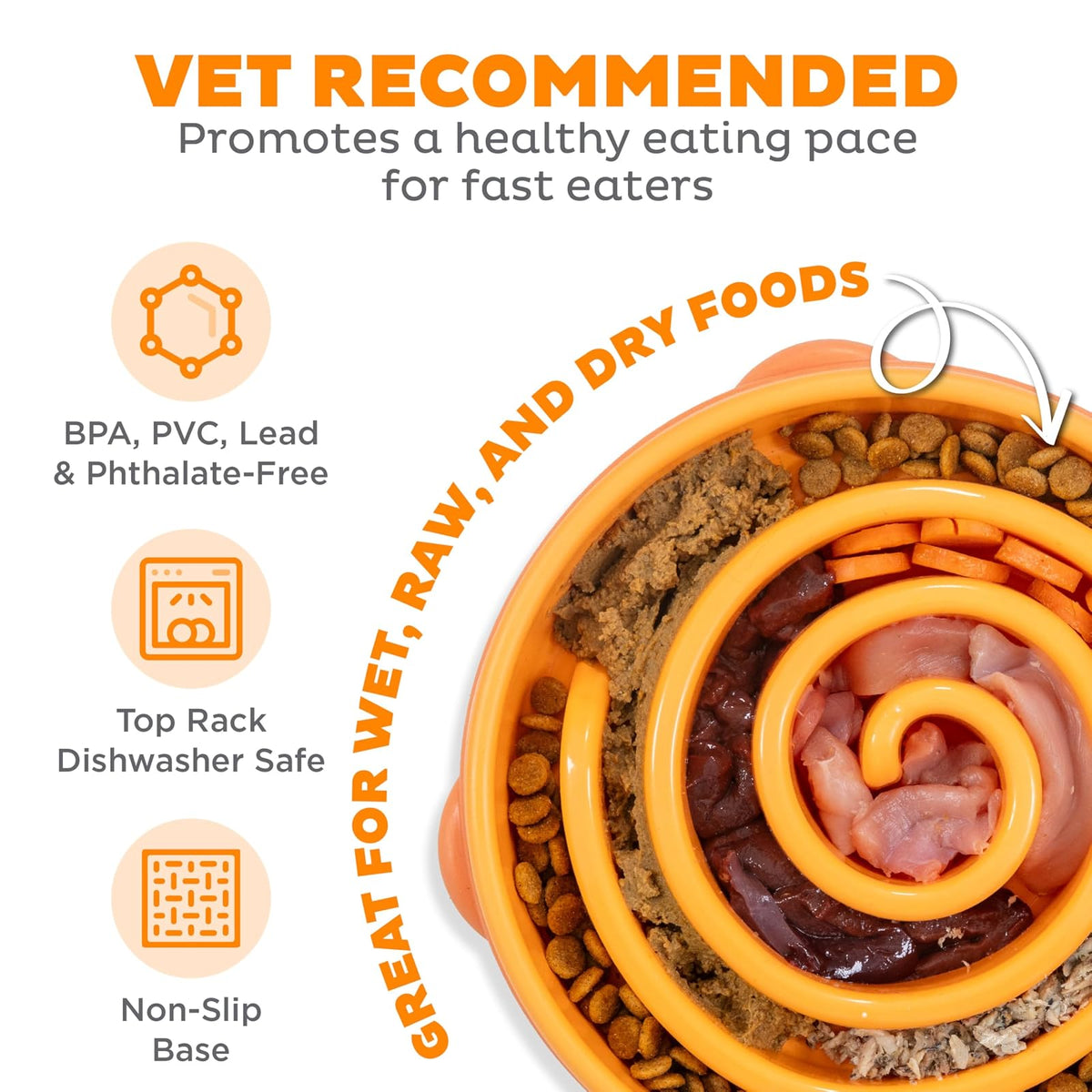 Outward Hound Divertido comedero para Perros con alimentación Lenta para Detener la Sangre para Perros, Anaranjado, Large