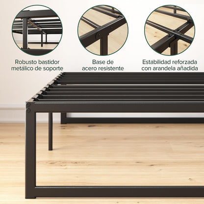 Zinus 35 cm ABEL Estructura de Cama con Plataforma metálica/Base de colchón con Soporte de láminas de Acero/Montaje Sencillo/Cama en una Caja/Muebles de Dormitorio/Base de Cama matrimonial