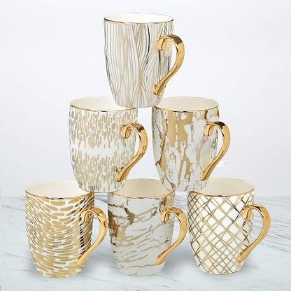 Certified International 26540SET6 Matrix 16 oz tazas chapadas en oro, juego de 6, 5 pulgadas x 3.2 pulgadas x 4.5 pulgadas, multicolor