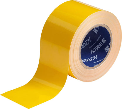 Brady ToughStripe Cinta de Marcado de Piso, 4 Pulgadas x 100 Pies, Negro y Amarillo - 7.6 cm - Yellow