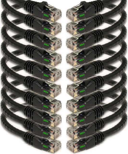 iMBAPrice Cable de conexión Ethernet de red Cat5e de 3 pies, paquete de 10, negro (IMBA-CAT5-03BK-10PK)