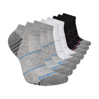 Skechers Work Calcetines Corte Bajo Paquete de 8 - 9-11 - Gris Claro - Blanco - Negro