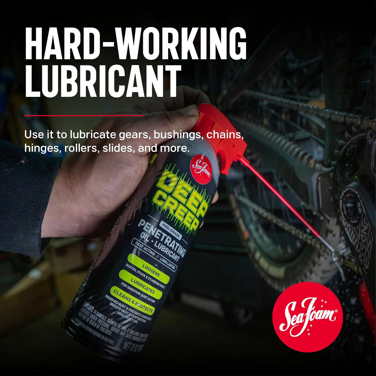Sea Foam DC14MX Deep Creep Lubricante 473mL | Aflojador de óxido y penetrante de corrosión, lubricante de metal para herramientas, bisagras, engranajes y piezas móviles