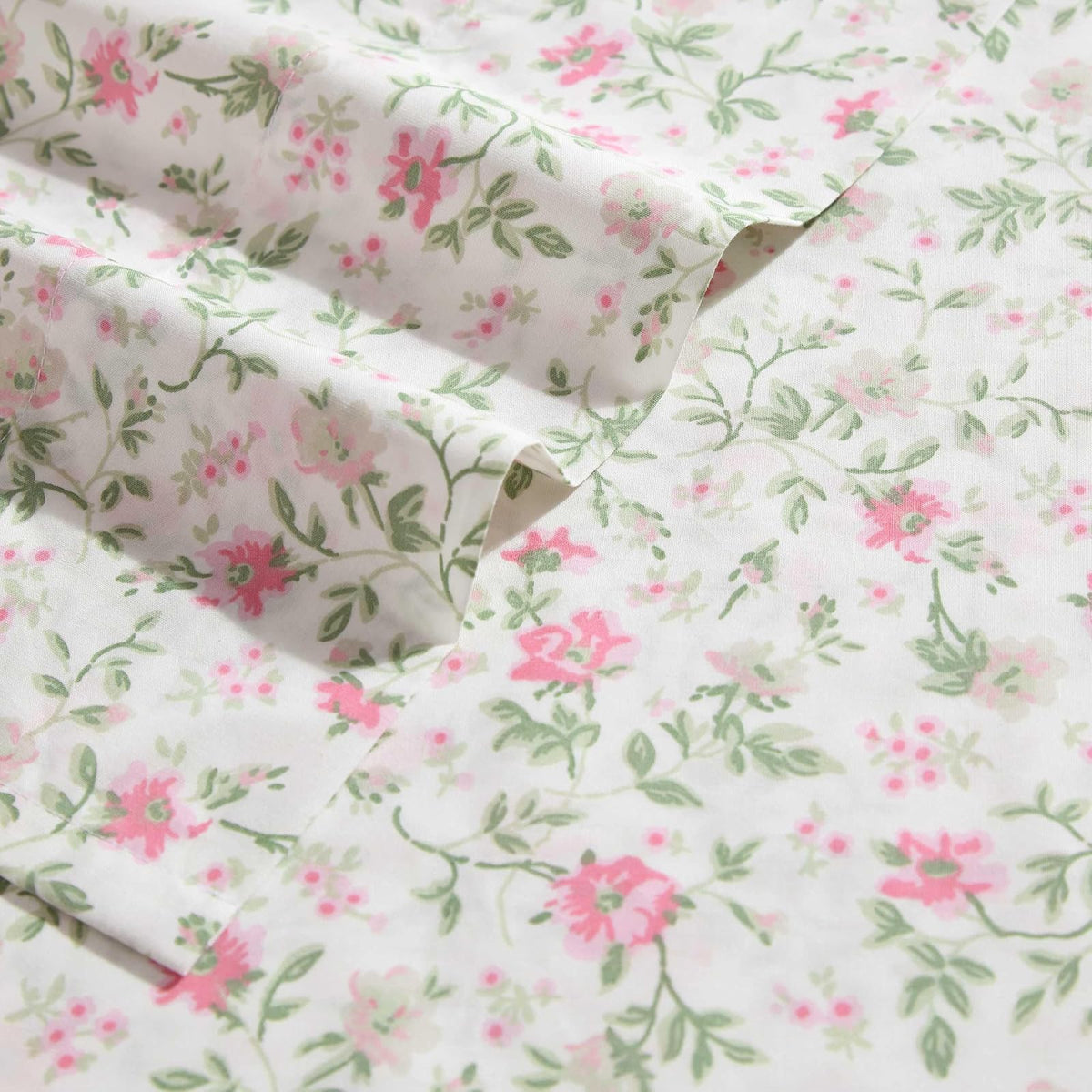 Laura Ashley - Juego de sábanas matrimoniales, Juego de Ropa de Cama de percal de algodón súper Suave con Fundas a Juego, Certificado Oeko-Tex, Color Rosa Bonnie, matrimonial