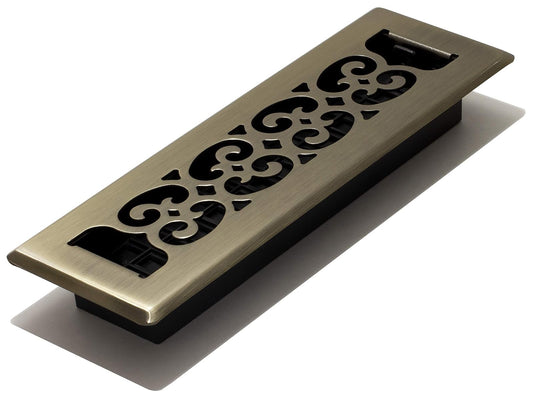 Decor Grates Rejilla de ventilación para piso, 5.08 cm x 25.40 cm, Antique Brass