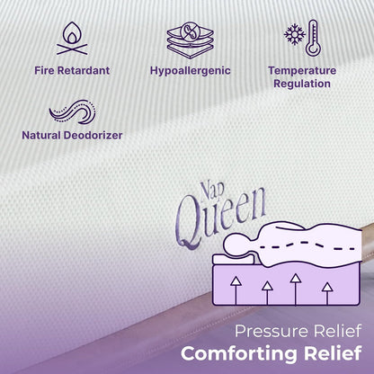 NapQueen Colchón de Espuma viscoelástica de bambú de 6 Pulgadas, tamaño matrimonial, tamaño Mediano, Firme, Cama en una Caja