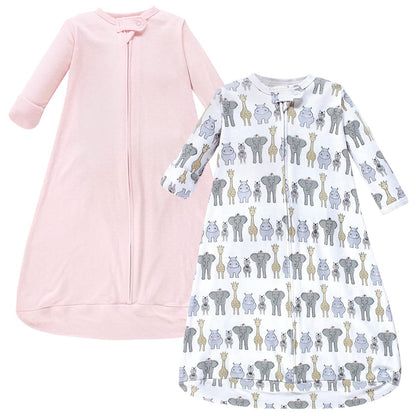 Hudson Baby Saco de Dormir Unisex de Manga Larga, Algodón - 0-3 Meses - rosado (Pink Safari)