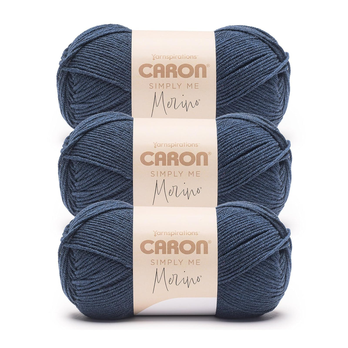 Caron Simply Me Merino Deep Water Heather Yarn - Paquete de 3 unidades de 100 g/3.5 oz - 50% acrílico, 50% lana merina, #3 DK (ligero) - 215 yardas - Tejer/Crochet