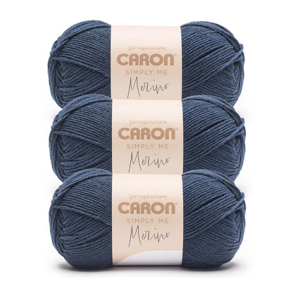 Caron Simply Me Merino Deep Water Heather Yarn - Paquete de 3 unidades de 100 g/3.5 oz - 50% acrílico, 50% lana merina, #3 DK (ligero) - 215 yardas - Tejer/Crochet