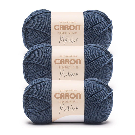 Caron Simply Me Merino Deep Water Heather Yarn - Paquete de 3 unidades de 100 g/3.5 oz - 50% acrílico, 50% lana merina, #3 DK (ligero) - 215 yardas - Tejer/Crochet