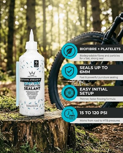 Peaty's Holeshot Biofibre - Sellador de neumáticos sin cámara (500 ml/16.8 oz)