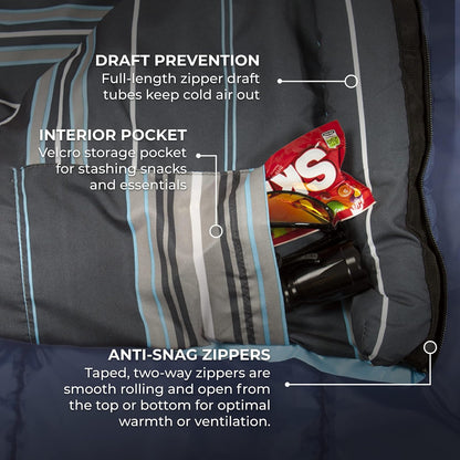 Teton Sports Celsius Jr Kids Sleeping Bag; Lightweight; Perfect for Camping