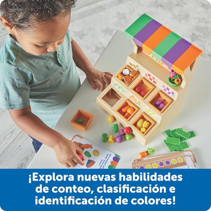 Learning Resources Mini Farmstand Sorting Set, Alimentos de Juguete, Comida de Juguete, Juguete de Clasificación, Cocina de Juguete,Regalo para Niños