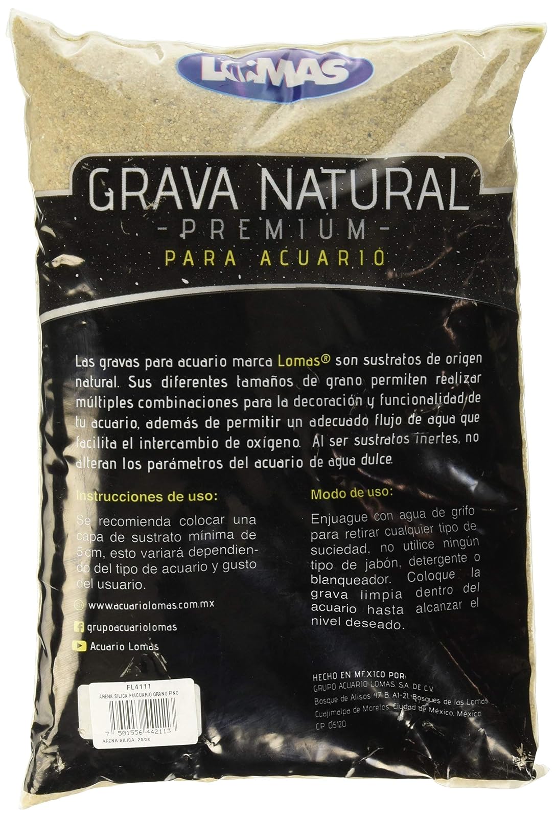 Lomas Arena Silica Grano Fino para Peceras con 3 Kilos + Grava Grano Medio para Acuarios o Peceras con 3 Kilosgramos