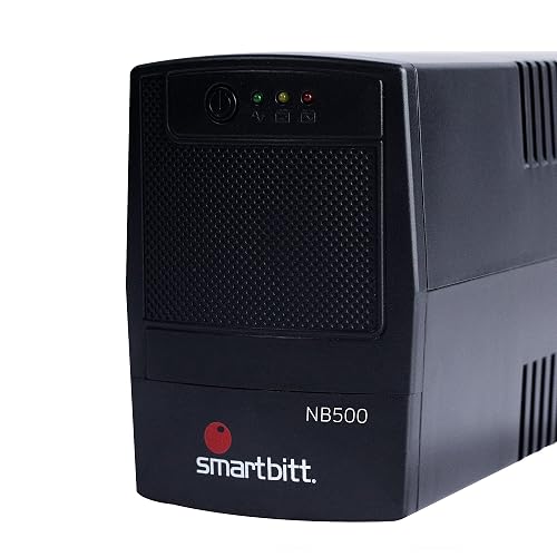 Smartbitt - No-Break Interactivo, Regulador y Supresor de Picos - UPS Ideal para apagones y Cortes de energía - Batería de Respaldo - Negro (500 Va, Hogar y Oficina)