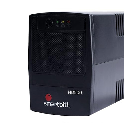Smartbitt - No-Break Interactivo, Regulador y Supresor de Picos - UPS Ideal para apagones y Cortes de energía - Batería de Respaldo - Negro (500 Va, Hogar y Oficina)