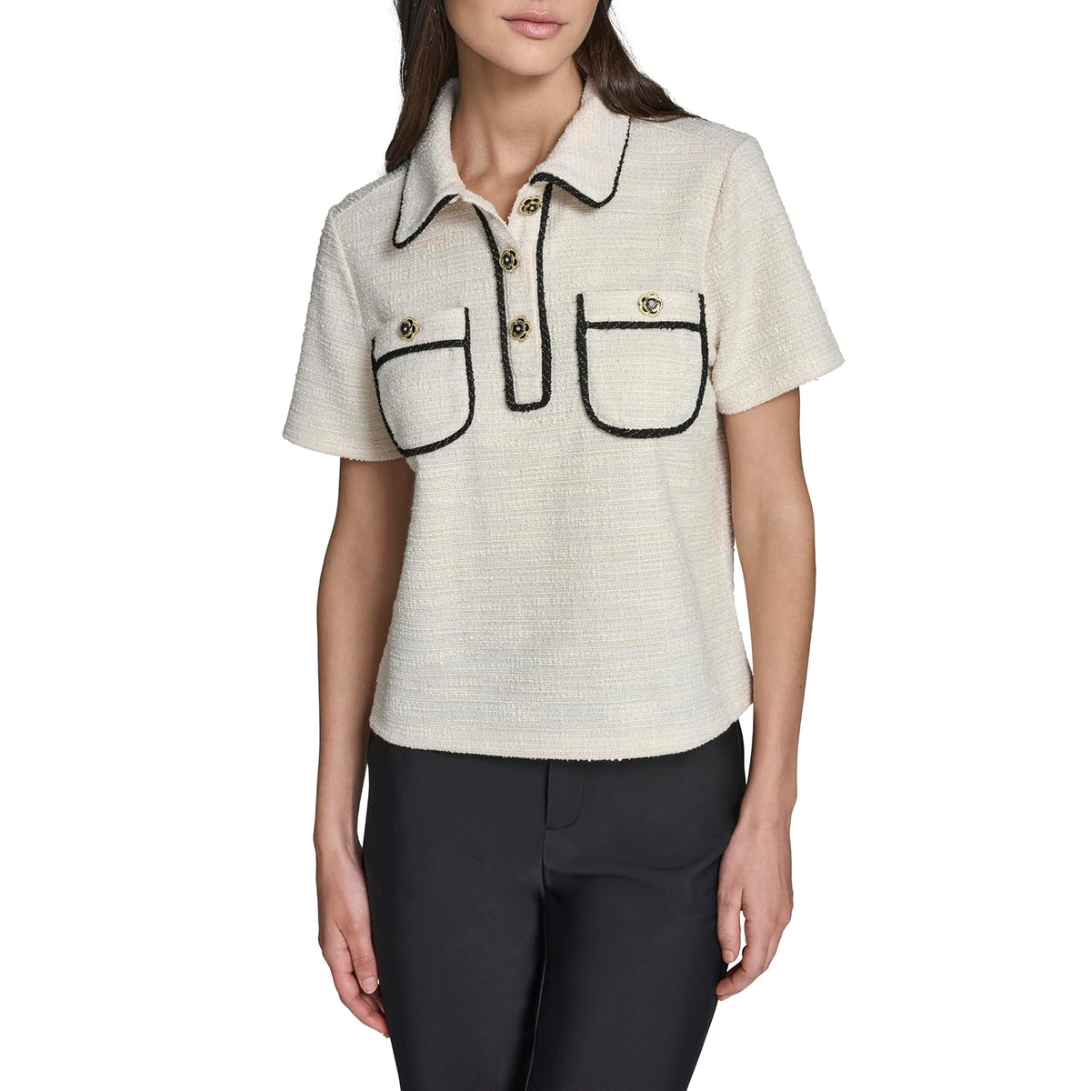 Karl Lagerfeld - Playera de Tweed de Manga Corta para Mujer