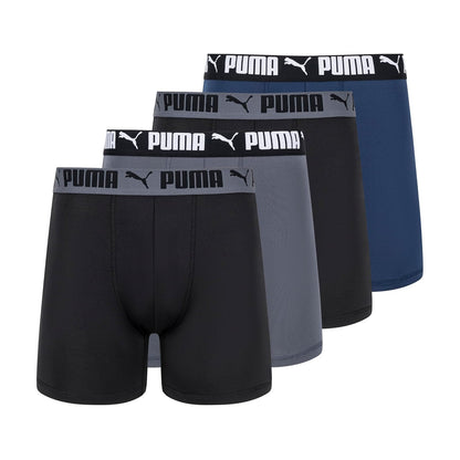 PUMA Paquete de 4 Calzoncillos Elásticos para Hombre - Azul - Negro - Gris - CH