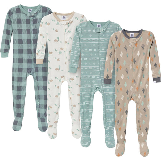 Gerber Baby-Boys 4-Pack Footed Pajamas Mamelucos para bebés y niños pequeños bebés niños