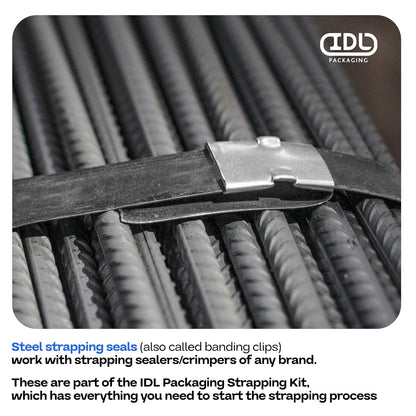 IDL Packaging -ST-O-34 3/4" juntas abiertas (a presión) para tiras de acero, caja de 1000