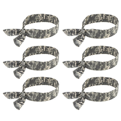 Ergodyne Chill Its 6700 - Bandana de enfriamiento, cristales de polímero evaporativo para alivio de enfriamiento, corbata para ajuste ajustable, paquete de 6, camuflaje - Camo - 6 Count (Pack of 1)