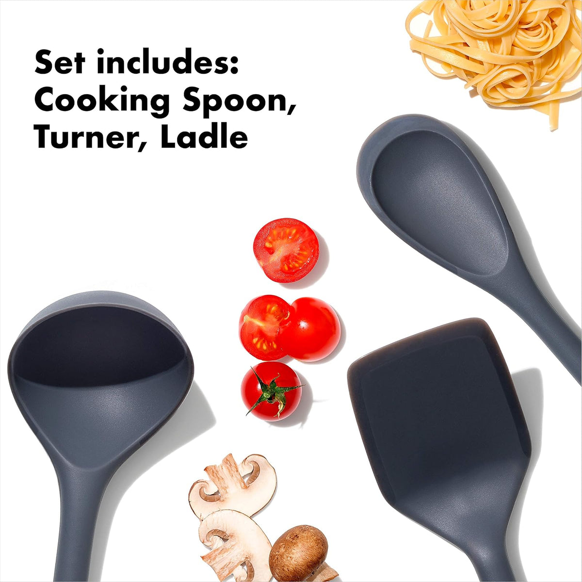 OXO Good Grips - Juego de utensilios de silicona (3 piezas), Juego de 3 piezas, Gris, Una talla, 1