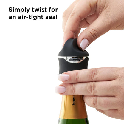 Metrokane Champagne and Wine Sealer, Velvet Black