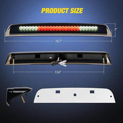 Nilight Tercera Luz de Freno LED Lente Ahumada para Nissan Titan 2004-2015 y Frontier 2005-2016 NA933