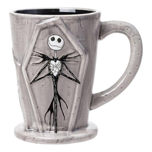 Silver Buffalo Disney Tim Burton Nightmare Before Christmas Tombstones con Jack Skellington y Zero Taza de cerámica esculpida 3D, 18 onzas