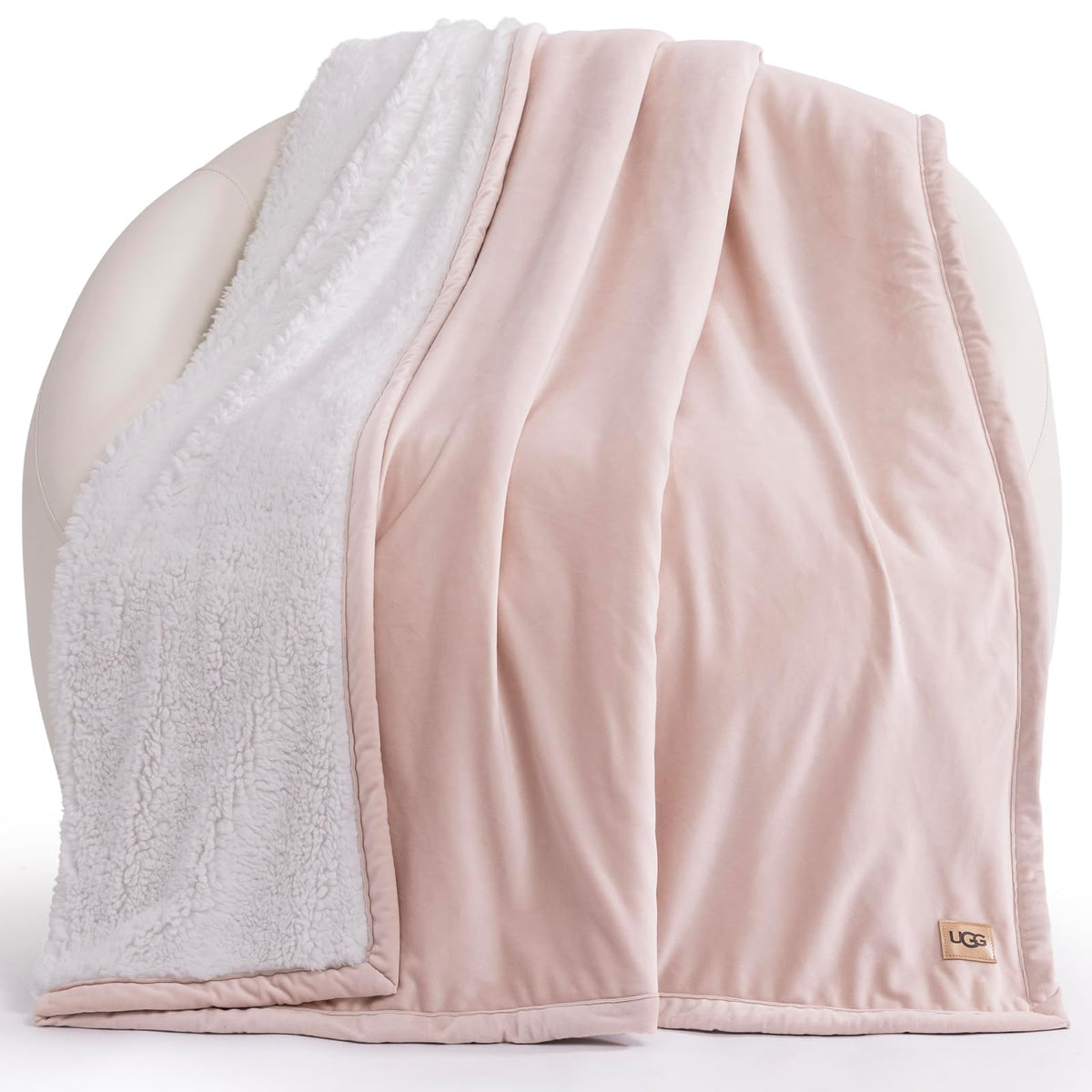 UGG Bliss Manta de Felpa Reversible para Cama o Sofá - Throw Blanket - 48 x 70 in - Rosado