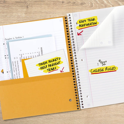 Five Star - Cuaderno en espiral, 3 temas, papel rayado universitario, 150 hojas, 11 x 8-1/2 pulgadas, blanco (72464)