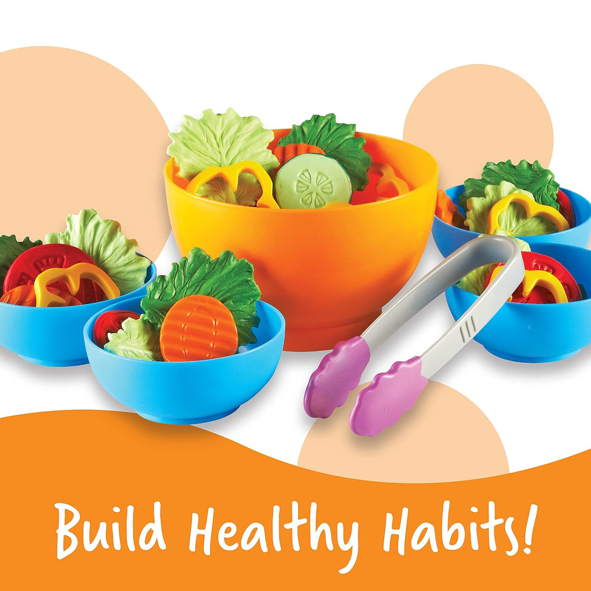 Learning Resources New Sprouts Garden Fresh Salad Set, Juguetes de Comida, Vegetales para Niños, Desarrolla Habilidades de Motricidad Fina, 38 Piezas, Edades 18+ Meses