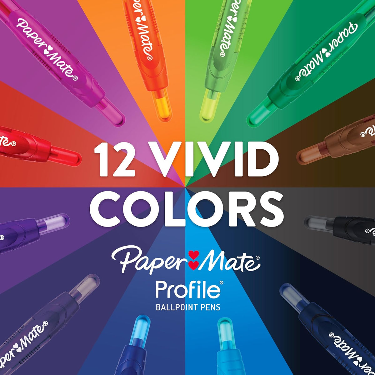 Paper Mate 89465 Profile Retractable Ballpoint Pens, Bold (1.4mm), Black, 12 Count (Package May Vary)