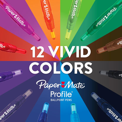 Paper Mate 89465 Profile Retractable Ballpoint Pens, Bold (1.4mm), Black, 12 Count (Package May Vary)