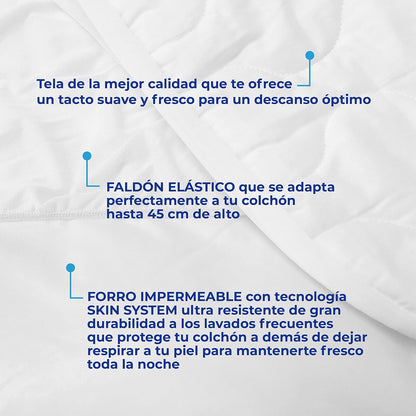 Spring Air Protector de Colchón Acolchado e Impermeable, Micro Dry, Individual