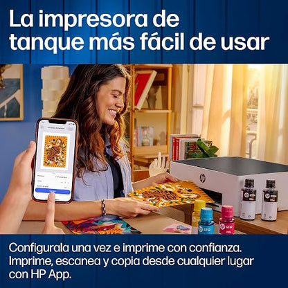 HP Impresora Smart Tank 210, Tinta Continua, Color, Wi-Fi,USB, Bluetooth, Dúplex (Doble Cara) Manual, Impresión Smart App, hasta 2 años de Garantía* (3D4L3A)