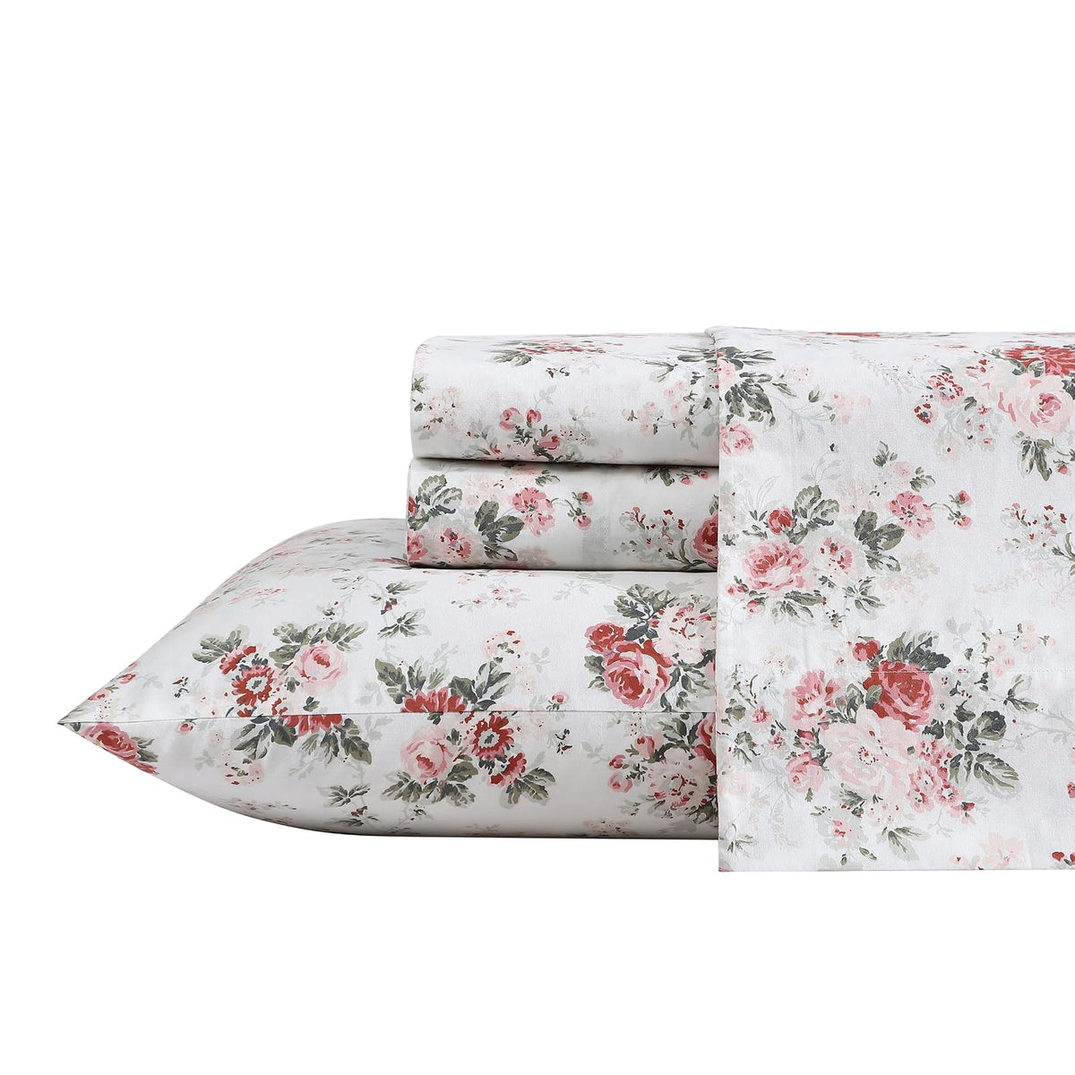 Laura Ashley Juego de Sábanas Queen Percal Ashfield | Beige, Individual, 4 piezas, tela de algodón