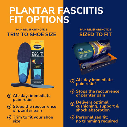 Dr. Scholl's Plantar Fasciitis Sized to Fit Pain Relief Insoles // Shoe Inserts with Arch Support for Men and Women, 1 count