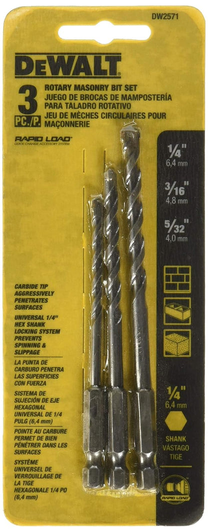 DEWALT DW2571 - Juego de brocas para mampostería (3 piezas)